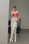 SWAYING/KNIT Japanese paper furry maxi skirt SW22SSB22 white